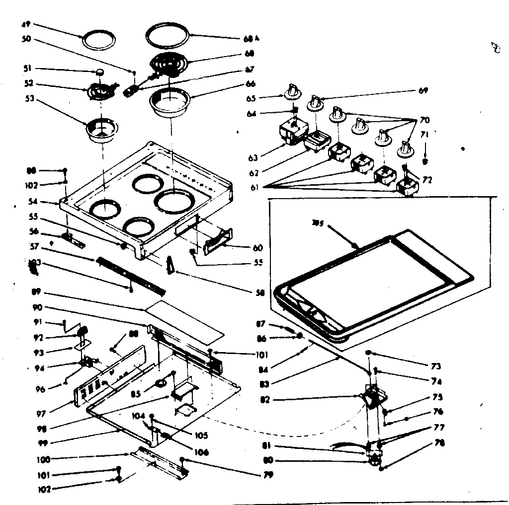 Kenmore 1039816840 main top section diagram