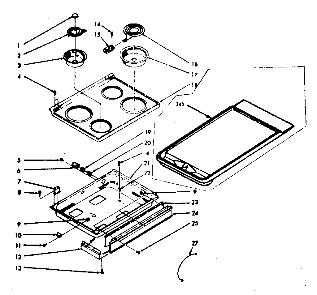 Kenmore 1039846861 main top section diagram