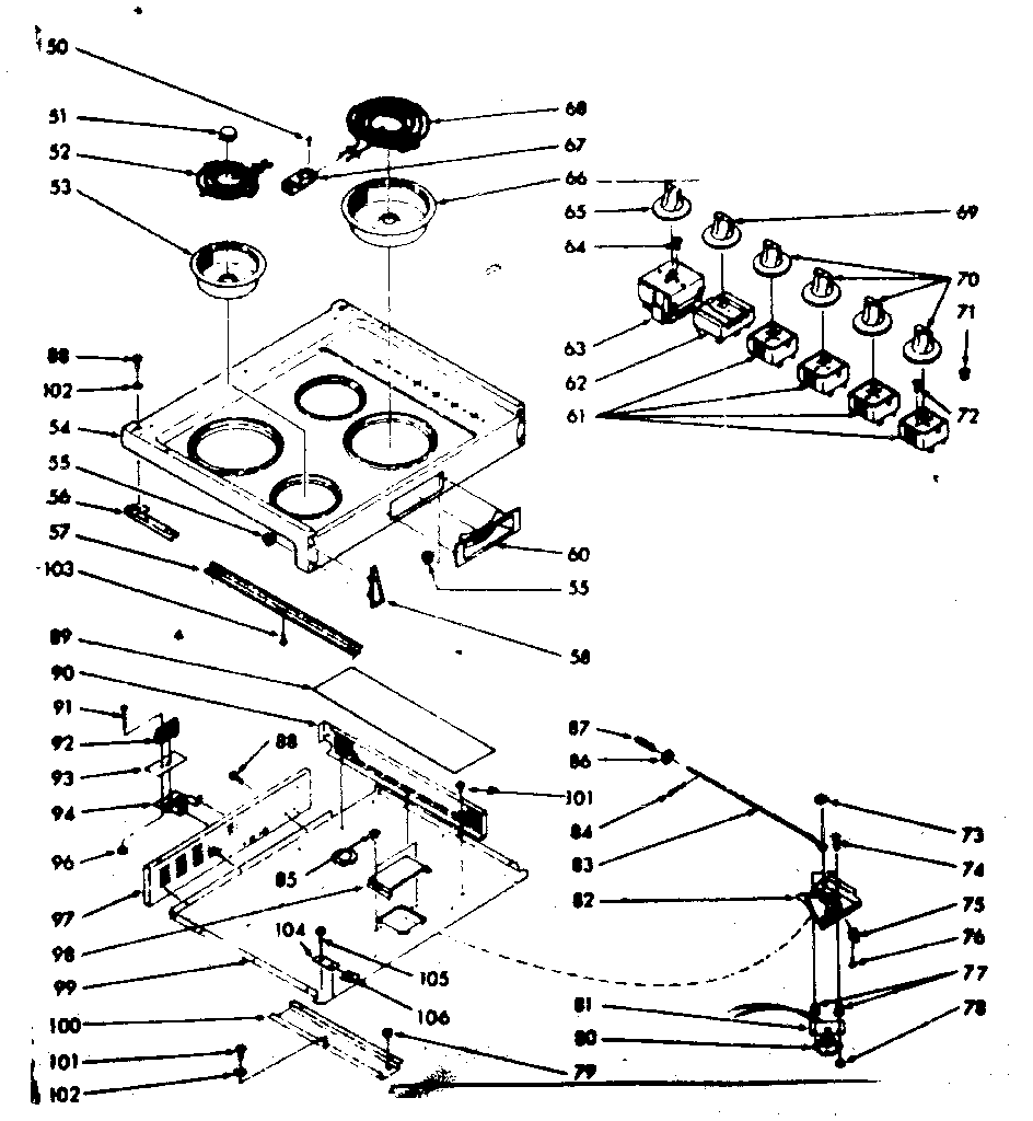Kenmore 1039856840 main top section diagram