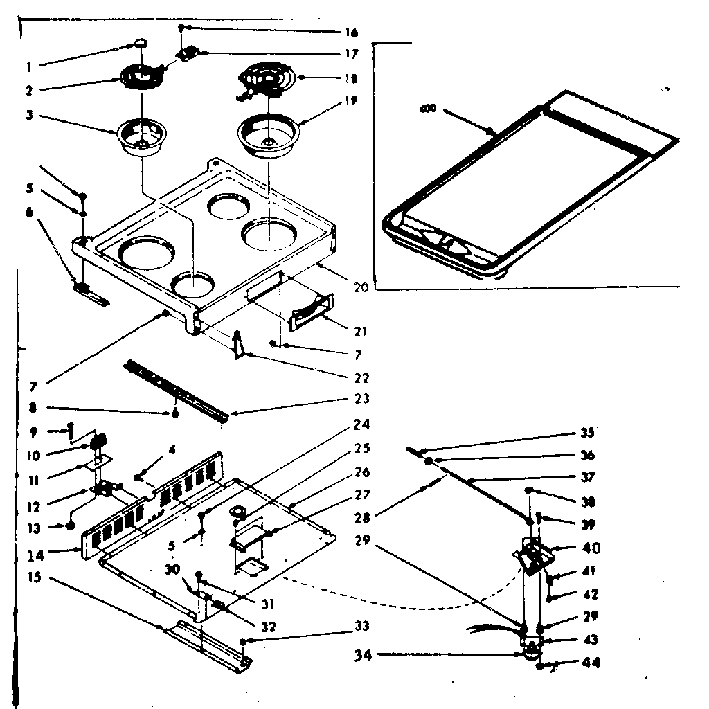 Kenmore 1039876860 main top section diagram