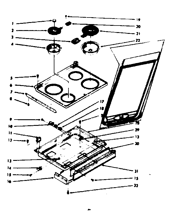 Kenmore 1039986840 main top section diagram