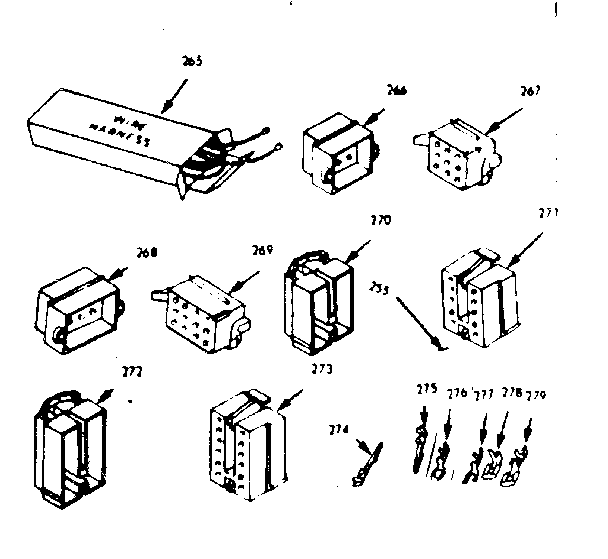 Kenmore 1039986840 wire harnesses and components diagram