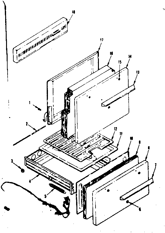 Kenmore 1197226800 backguard and door section diagram