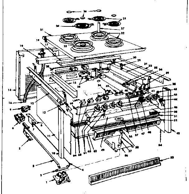 Kenmore 1554556800 top section and outer body parts diagram