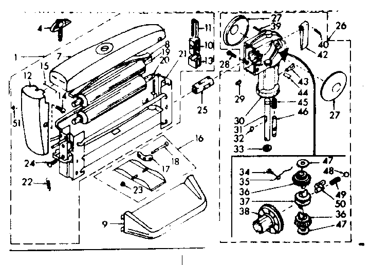 Kenmore 1106801100 wringer and gear case diagram