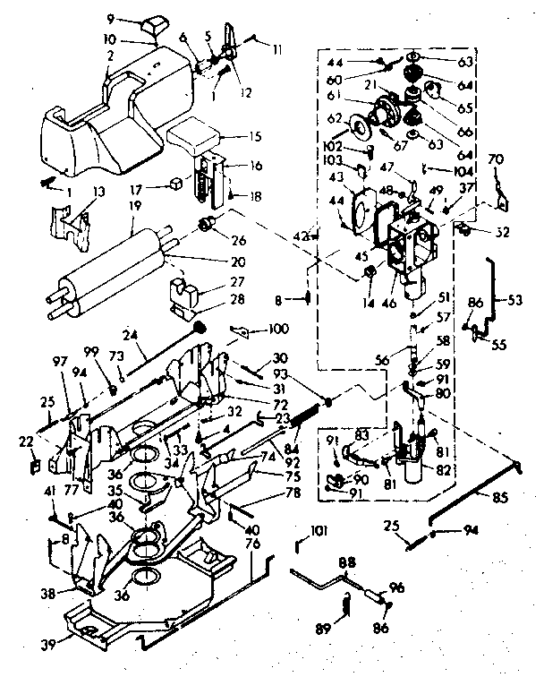 Kenmore 1106801300 wringer and gear case diagram