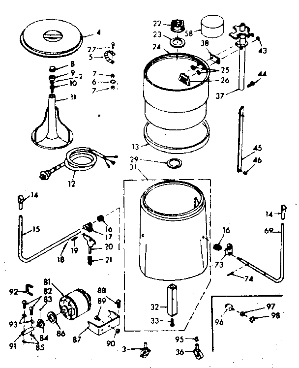 Kenmore 1106802314 machine sub-assembly diagram