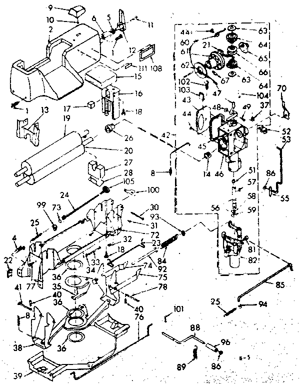 Kenmore 1106802340 wringer and wringer gear case assembly diagram