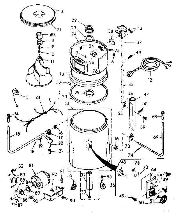 Kenmore 1106802901 machine sub-assembly diagram