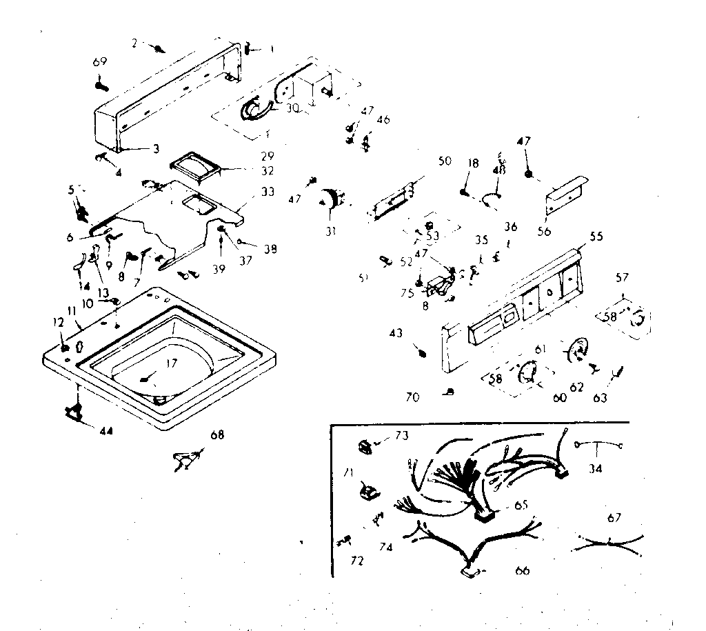 Kenmore 1106805750 top and console diagram