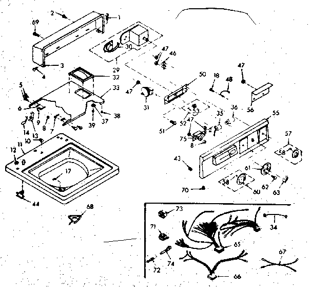 Kenmore 1106805712 top and console assembly diagram