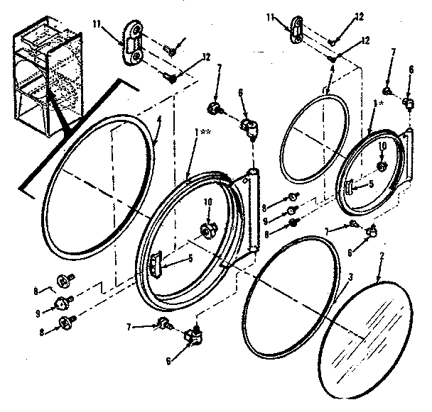 Huebsch 28CG door assembly complete diagram