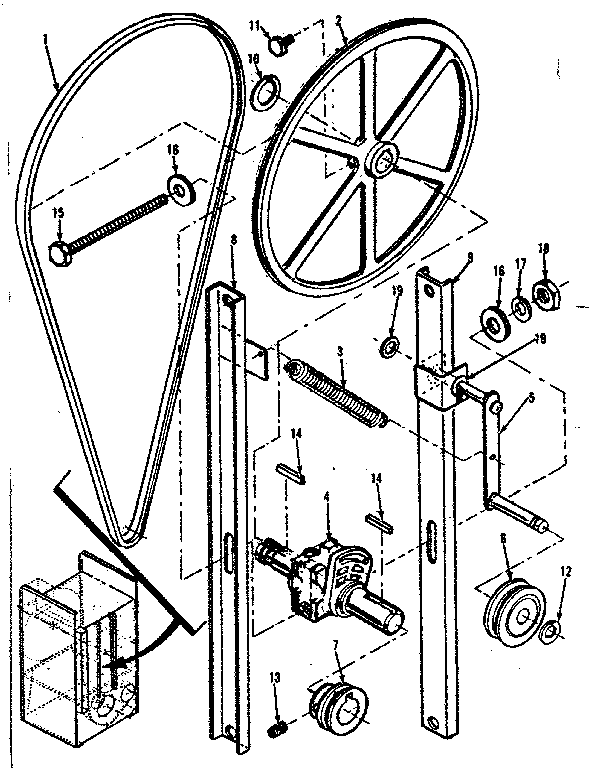 Huebsch 28CG cylinder idler and tension roller installation diagram