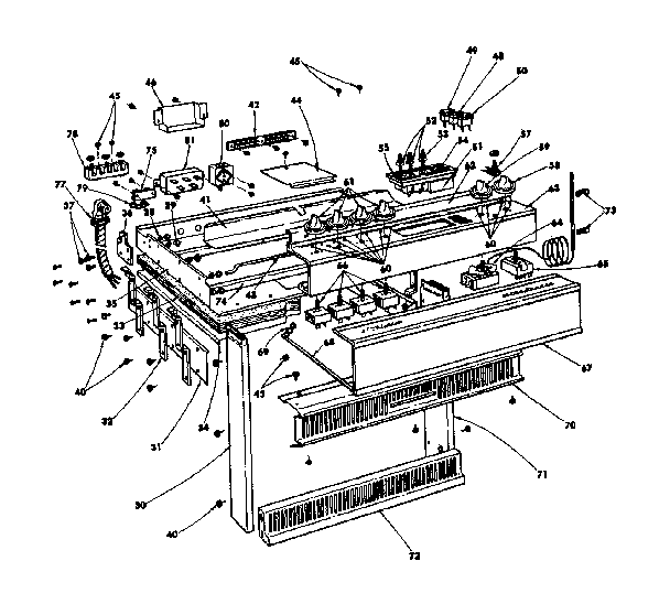 Kenmore 1554537790 control panel and top shelf diagram