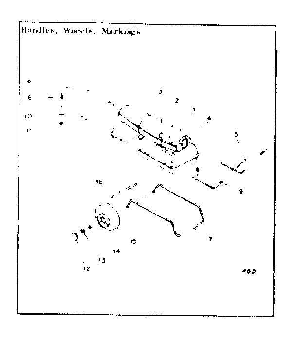 Kenmore 583408040 handles, wheels, markings diagram