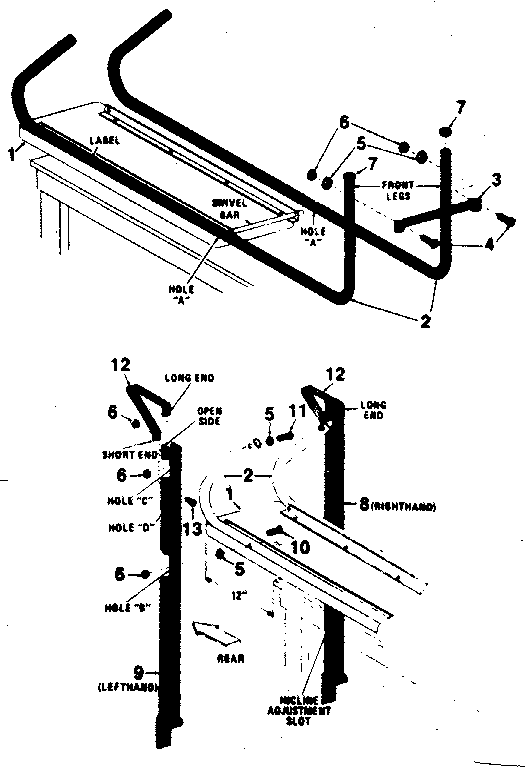 Lifestyler 374154442 undercarriage and incline adjustment diagram