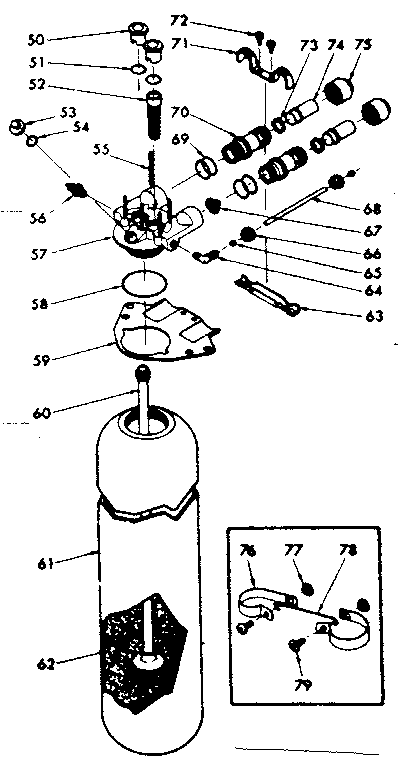 Kenmore 62534734 resin tank, valve adaptor and associated parts diagram