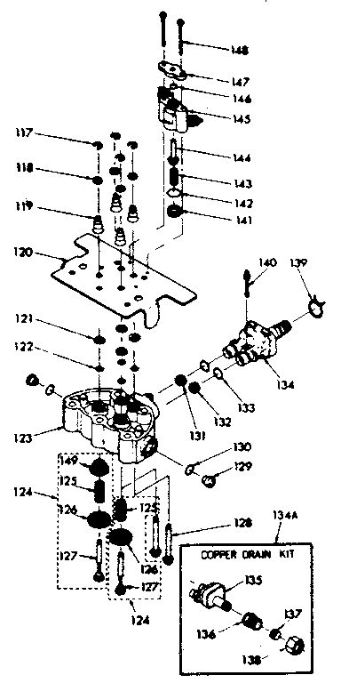 Kenmore 62534734 valve cap assembly, safety valve and flow washer housing diagram
