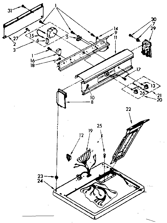 Kenmore 11086572320 top and console parts diagram