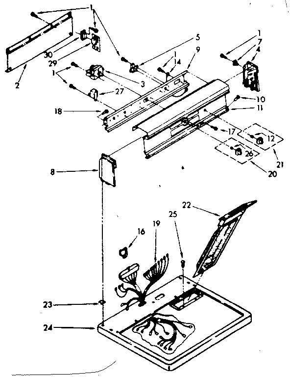 Kenmore 11086581110 top and console parts diagram