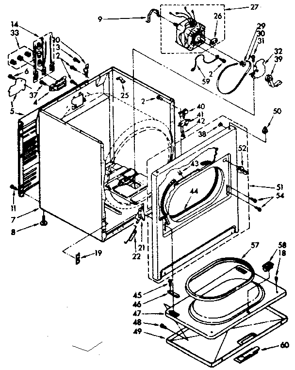 Kenmore 11086581110 cabinet parts diagram