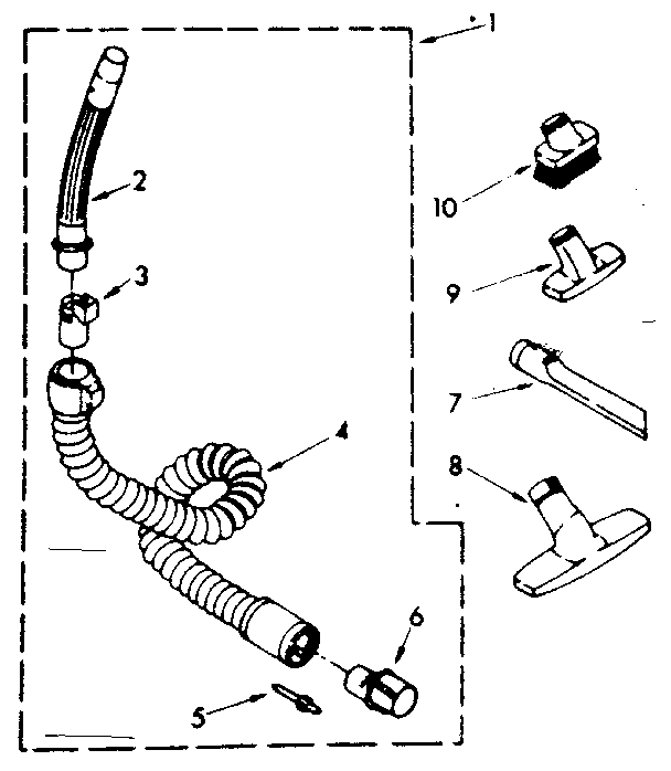 Kenmore 1162532081 hose and attachment parts diagram