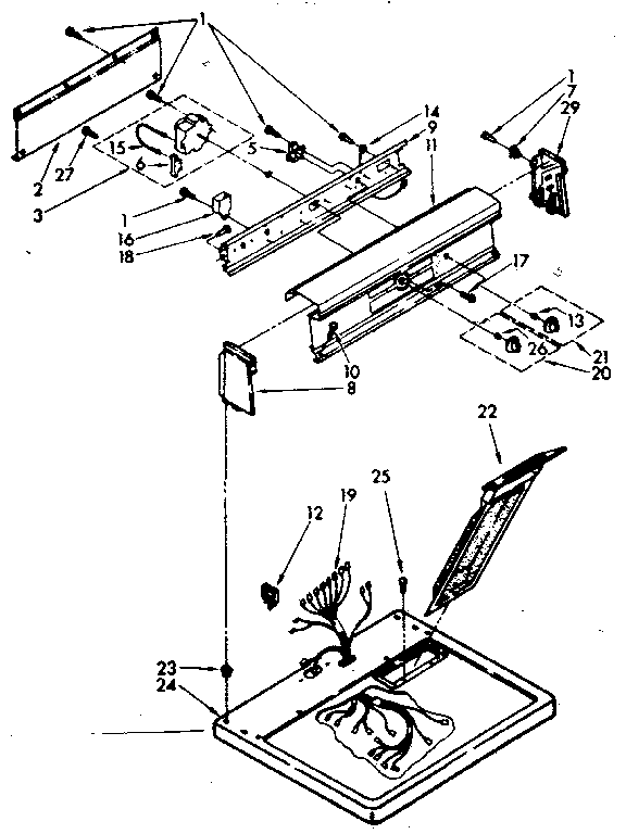 Kenmore 11086570720 top and console parts diagram