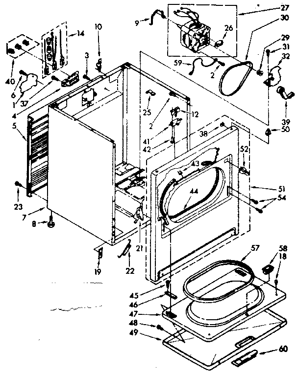 Kenmore 11086570720 cabinet parts diagram