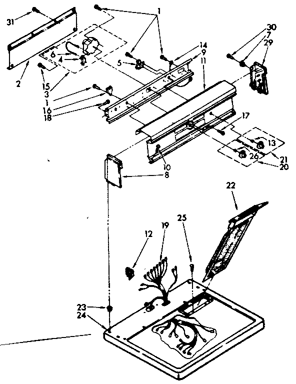 Kenmore 11086573330 top and console parts diagram