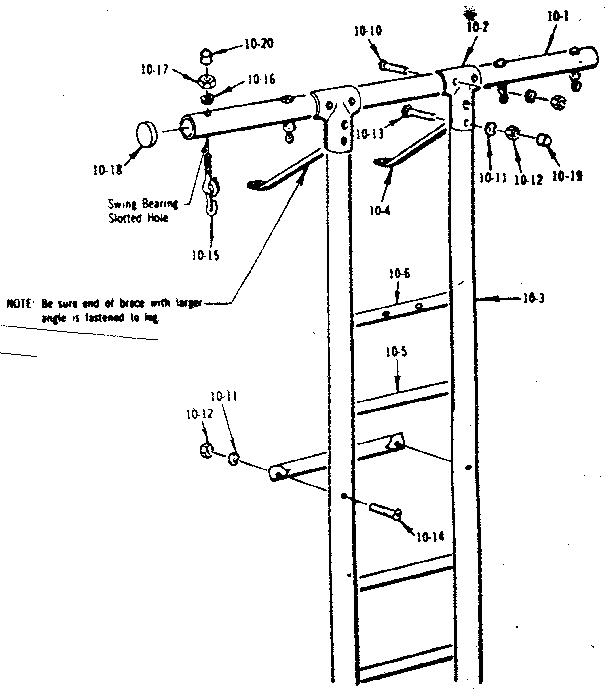 Sears 70172547-1 t. frame assembly diagram