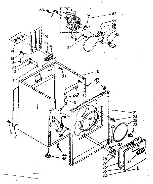 Kenmore 11086515120 cabinet parts diagram