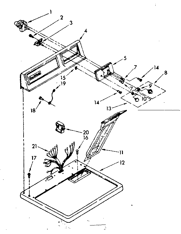 Kenmore 11086515120 top and console parts diagram