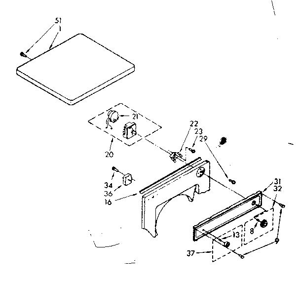Kenmore 11088390720 top and console parts diagram