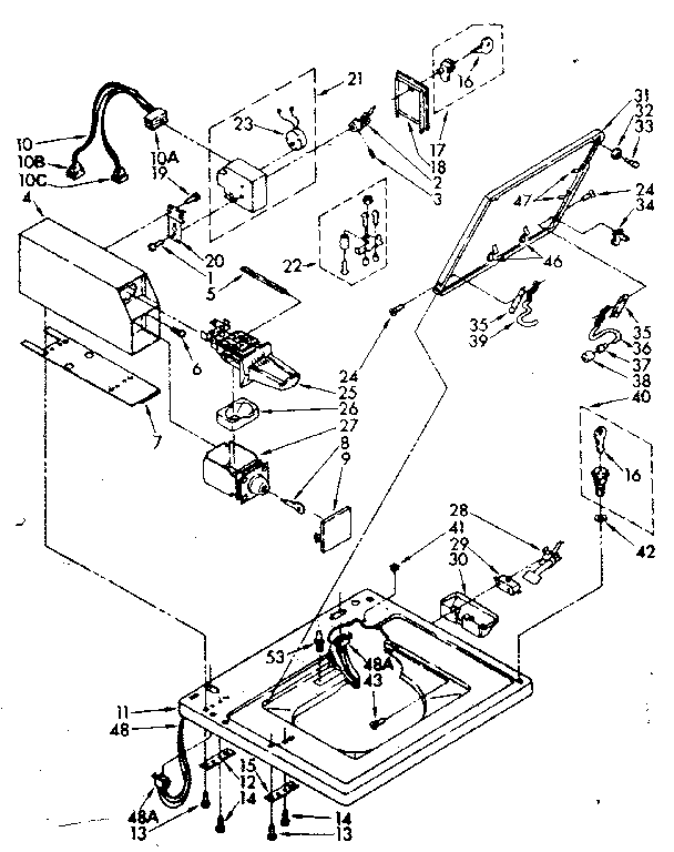 Kenmore 11082406830 top, lid and coin box parts diagram