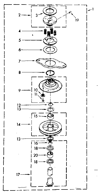 Kenmore 11082406830 basket drive and brake parts diagram