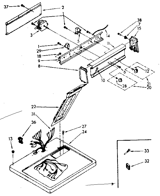 Kenmore 11087573720 top and console parts diagram