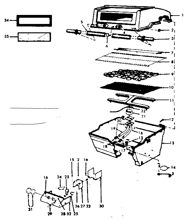 Kenmore 2581065180 grill and burner diagram