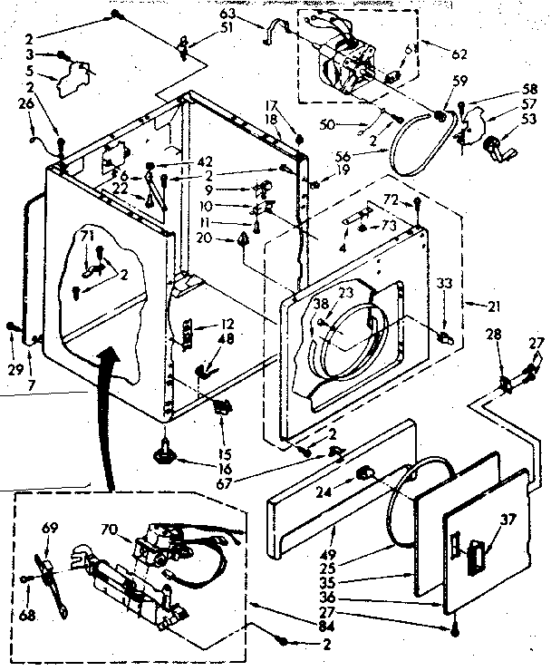 Kenmore 11087406650 cabinet parts diagram
