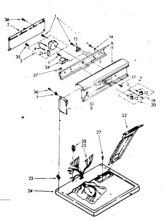 Kenmore 11086568310 top and console parts diagram