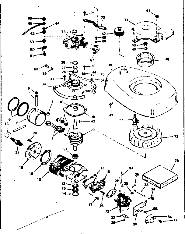 Craftsman 217585410 engine assembly no. 643-21 diagram