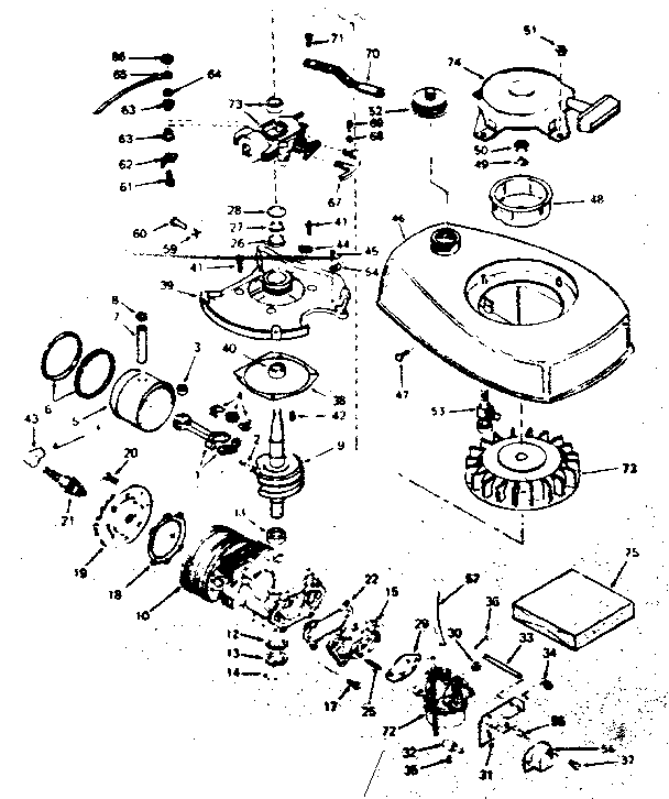 Craftsman 217585411 engine assembly no. 643-21a diagram