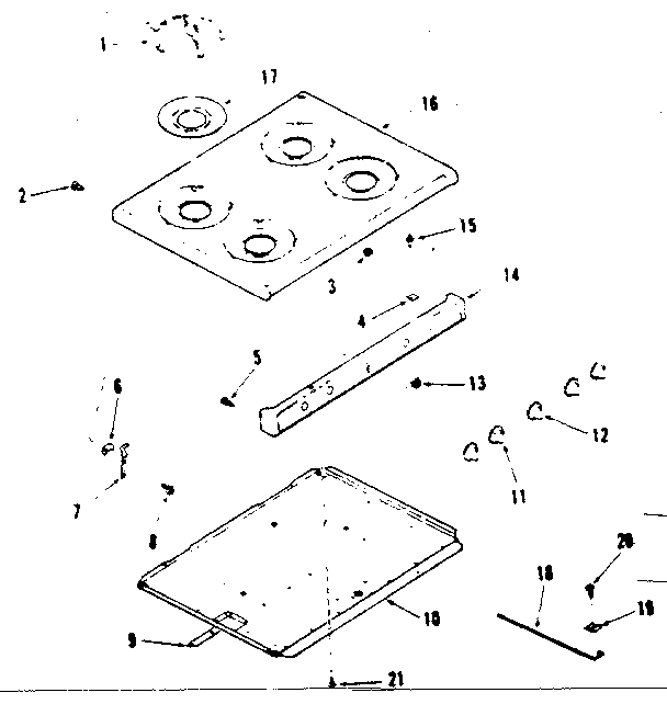 Kenmore 9117298511 main top section diagram