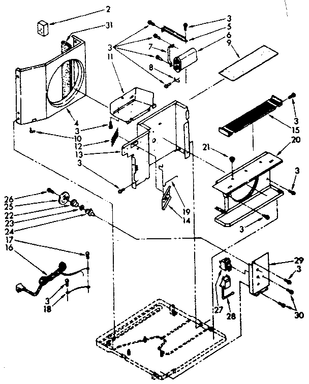 Kenmore 1067761151 air flow and control parts diagram