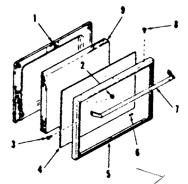 Kenmore 9119248610 oven door section diagram
