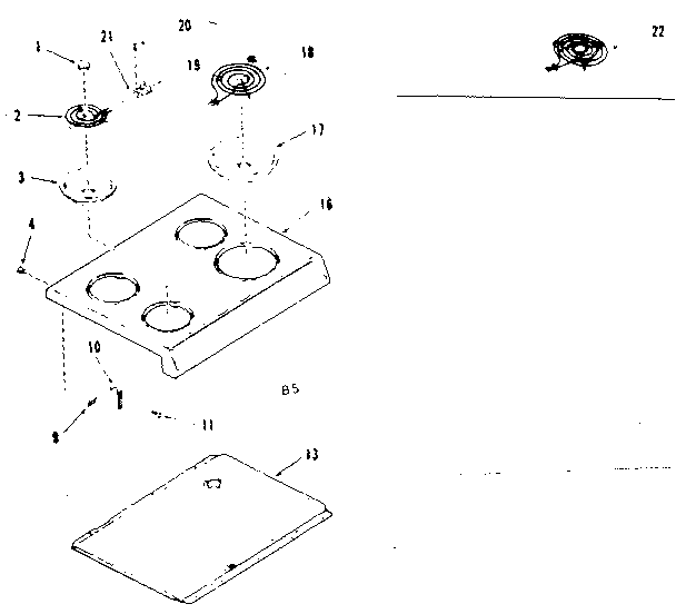 Kenmore 9119108610 main top section diagram