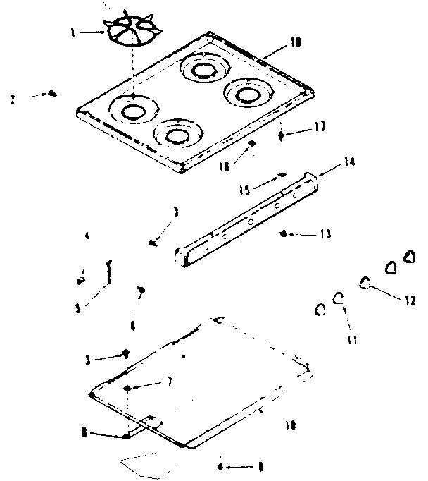 Kenmore 9117108610 main top section diagram