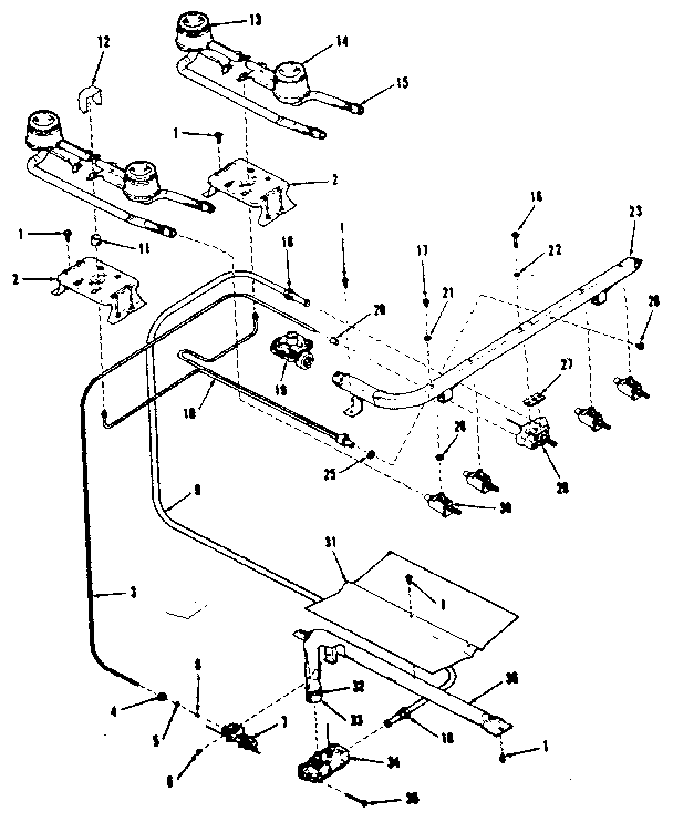 Kenmore 9117108610 burner section diagram
