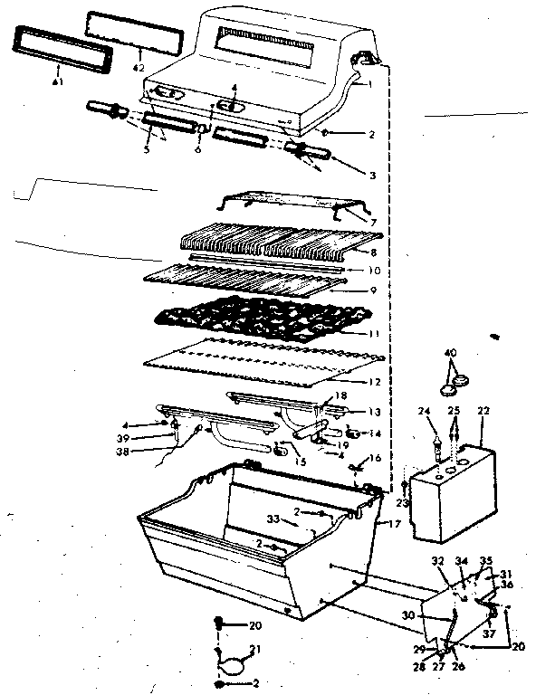 Kenmore 2581095880 grill and burner section diagram