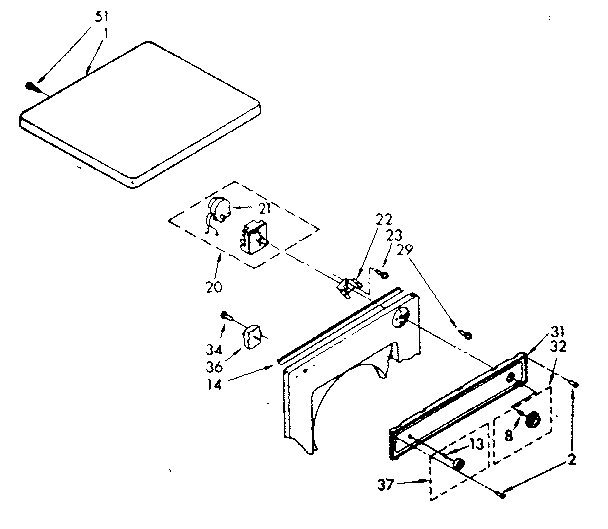 Kenmore 11088416820 top and console parts diagram