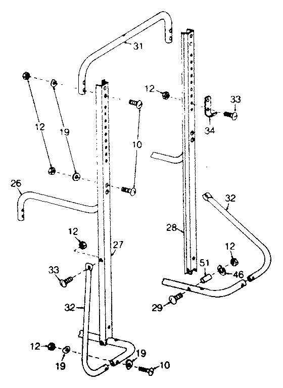 DP 650 USA squat rack assembly diagram